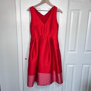 Maeve Anthropology Parissa Red Pink Color Block Cocktail Dress Size 6